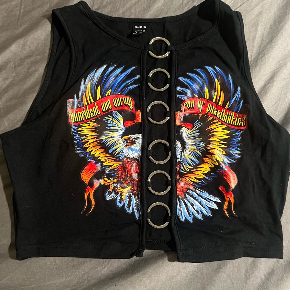 Shein Graphic O Ring Crop